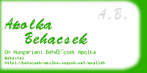 apolka behacsek business card